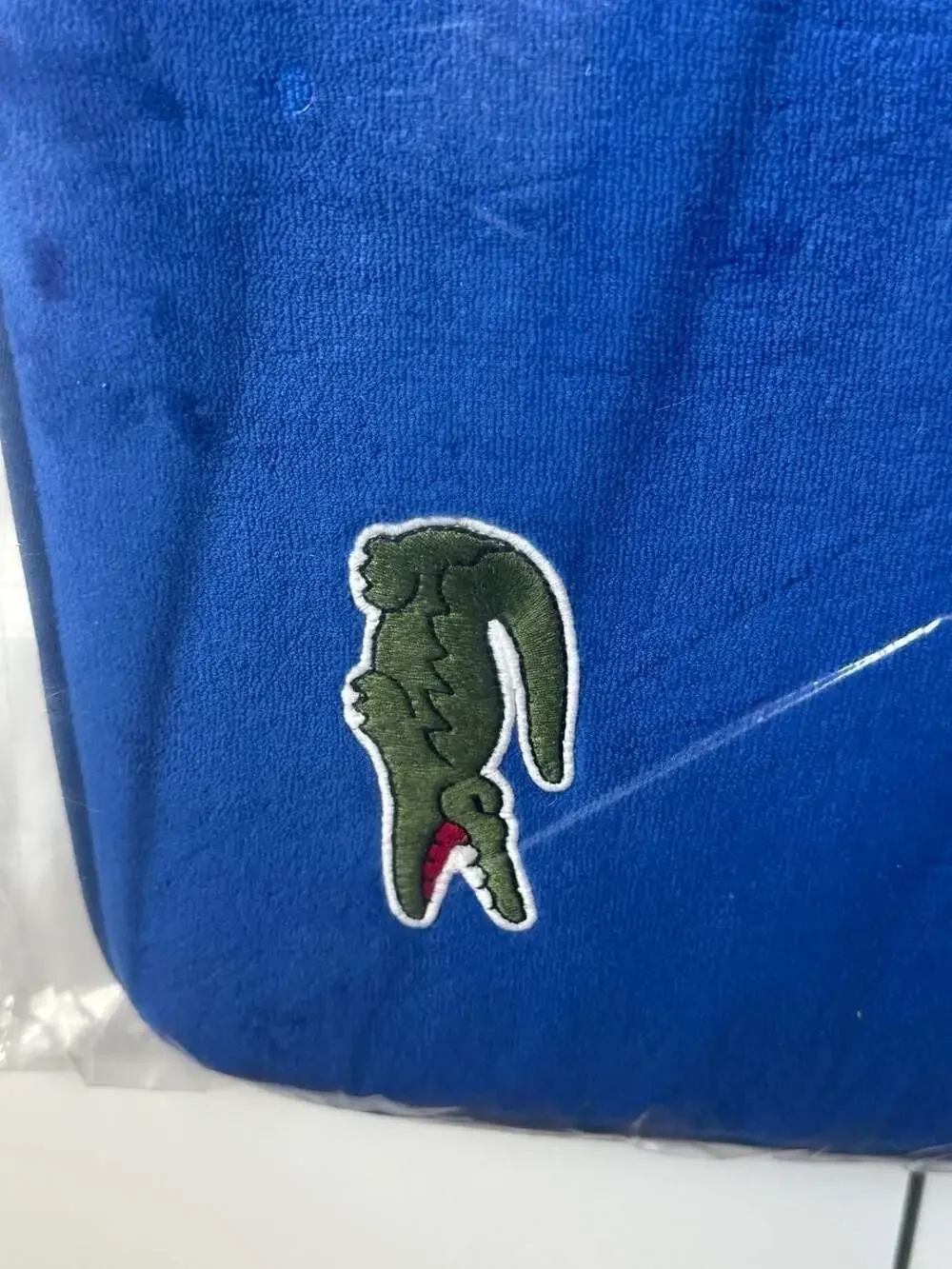 Lacoste Memory Foam Crocodile Bath Rug Surf Blue 19 x 30